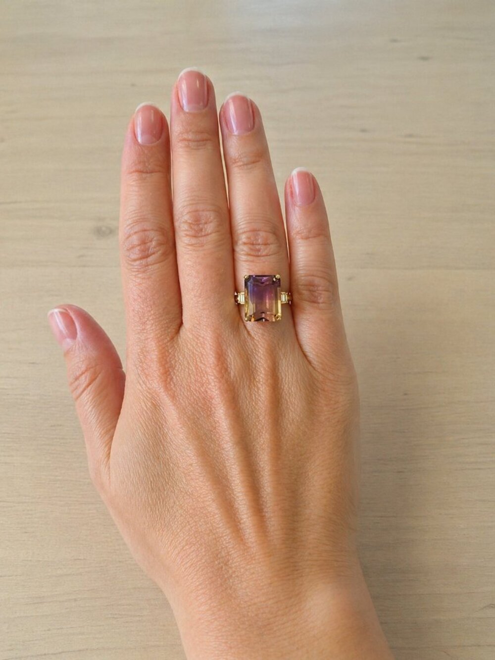 NEW IN BOX Effy Ametrine 14K Yellow Gold & Diamond Ring